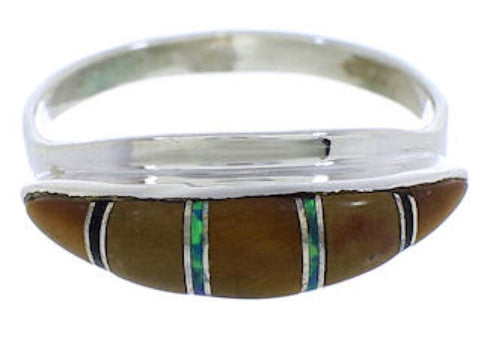 Southwest Tiger Eye Multicolor Silver Jewelry Ring Size 6-1/4 MX22481